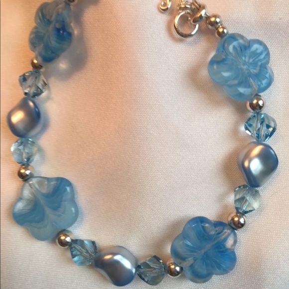 Swarovski crystal blue bracelet earring sterling - Picture 2 of 3